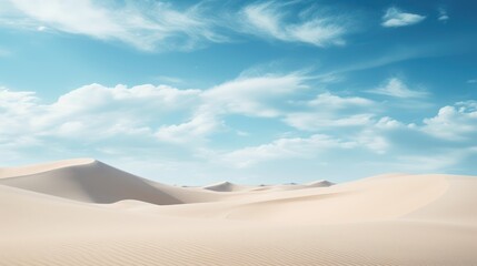 Fototapeta na wymiar Desert sand dunes and blue sky with clouds. 3d render Generative AI