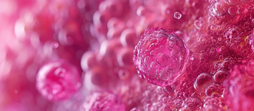 Preservation of glycogen in human liver glycogenosis, using an alcoholic fixative, presents as pink material filling hepatocytes with peripheral nuclei.