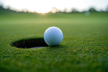 close view of a Golf Ball near hole