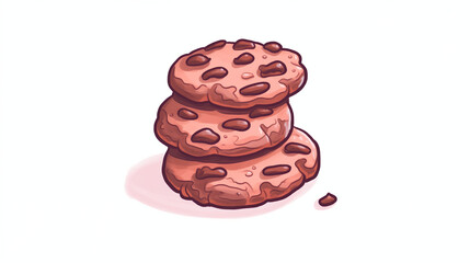Chocolate bean cookies topped with icing are a delicious and decadent treat water color, cartoon, hand drawing, animation 3D, vibrant, minimalist style. ai generated.