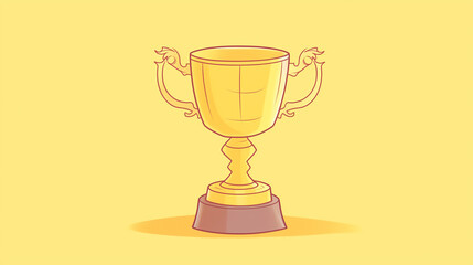 A golden trophy against a yellow background water color, cartoon, hand drawing, animation 3D, vibrant, minimalist style. ai generated.
