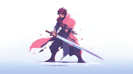 A long sword water color, cartoon, hand drawing, animation 3D, vibrant, minimalist style. ai generated.