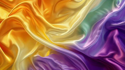 Obraz premium Purple, yellow-orange, and yellow-green silk background vector presentation design
