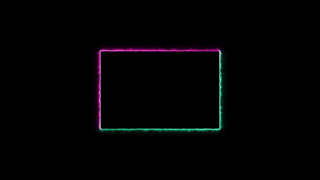 Abstract glowing neon squire frame animation in retro style. Seamless looping background UHD 4K video 