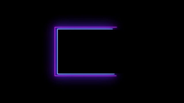 Abstract glowing neon squire frame animation in retro style. Seamless looping background UHD 4K video 