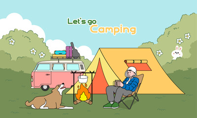 숲속에서 강아지랑 캠핑 © 미경 박