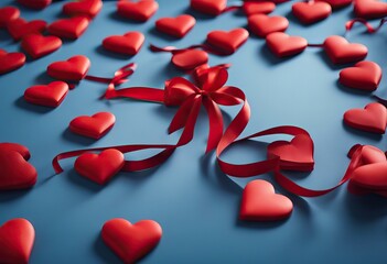  background 2020 space color 14 ribbon hearts classic top lay february Flat copy blue view Red banner concept