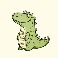 Cheerful Cartoon Green Dinosaur Illustration