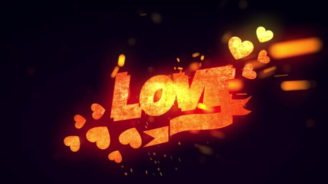 Radiant Love: Ignite the Night with a Valentine's Day Spectacle, Dive into the warmth of 'Radiant Love', a captivating Valentine's Day animation. Witness the word 'LOVE' ablaze in vibrant colors.