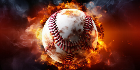 Fototapeta na wymiar Dynamic baseball rich colors set against a smoky atmospheric backdrop, Baseball Energy.