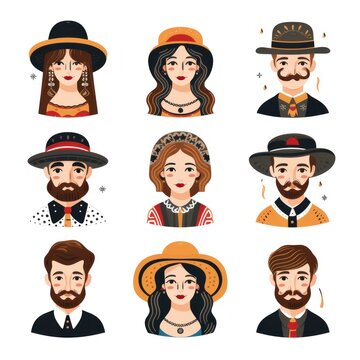Traditional Czech Hat: Men and Women Headshots AI Generated