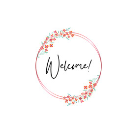 Welcome logo with flowers