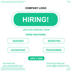  We're hiring post, career, job, business, opportunity, social post.