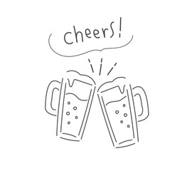 生ビール　乾杯のイラスト