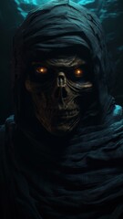 Fototapeta na wymiar Dark Cinematic Mummy Background Generative AI
