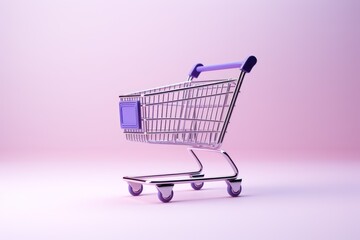 Empty Flying Shopping Cart on Solid Light Color Background AI Generated