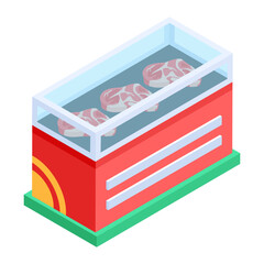 Check out this isometric icon of meat freezer 