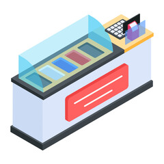 Modern isometric icon of a buffet counter 
