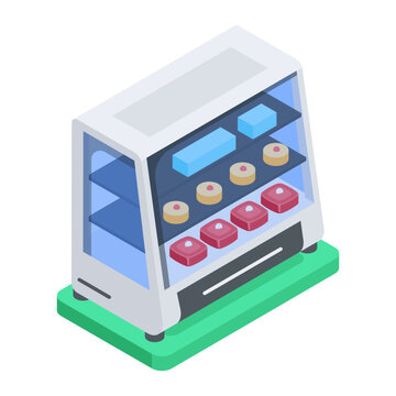 Handy isometric icon of dessert counter 