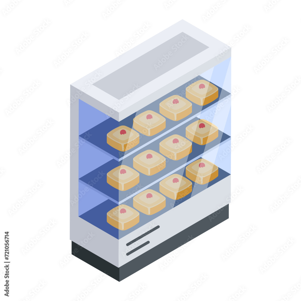 Sticker Handy isometric icon depicting supermarket shelves 