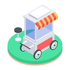 Handy isometric icon of a food stall 