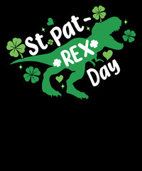 St. Pat-Rex Day Lucky Dinosaur Kids Patrick's Day T shirt Design