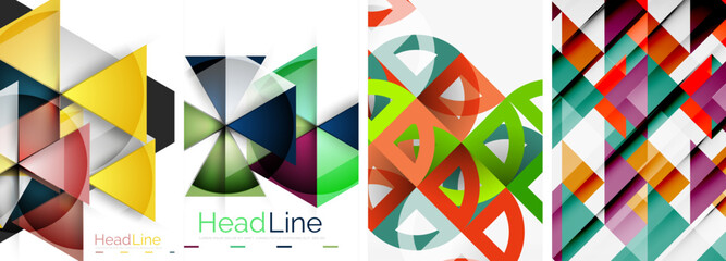 Set of triangle pattern poster backgrounds. Vector illustration For Wallpaper, Banner, Background, Card, Book Illustration, landing page