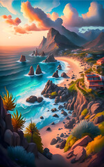 Obraz na płótnie Canvas sunset over the sea .Generative Ai