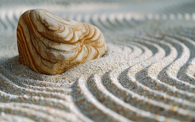 Fototapeta na wymiar Zen Garden with Sand Patterns