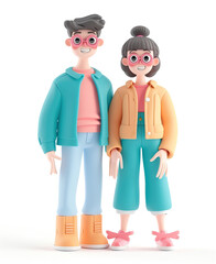 Couple in 3D style on a white background
