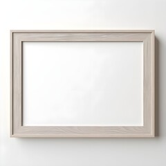 Bilderrahmen Mockup Vorlage / Heller Holzbilderrahmen / Leerer Rahmen an einer weißen Wand / Holz Bilderrahmen Mockup / Ai-Ki generiert