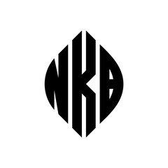 NKB circle letter logo design with circle and ellipse shape. NKB ellipse letters with typographic style. The three initials form a circle logo. NKB circle emblem abstract monogram letter mark vector.
