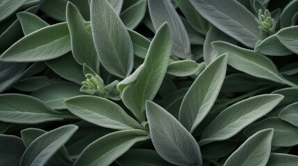 Extreme Closeup of Sage Leaves AI Generated