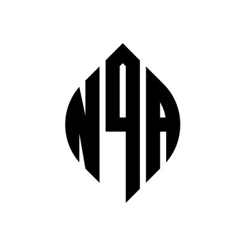NQA circle letter logo design with circle and ellipse shape. NQA ellipse letters with typographic style. The three initials form a circle logo. NQA circle emblem abstract monogram letter mark vector.