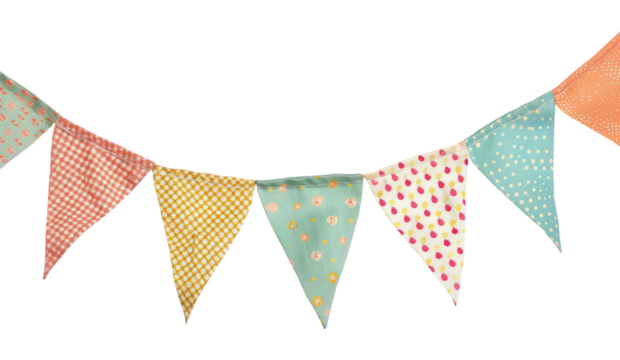 Bunting flags isolated on transparent background