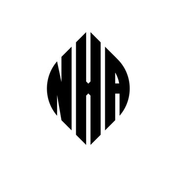 NXA circle letter logo design with circle and ellipse shape. NXA ellipse letters with typographic style. The three initials form a circle logo. NXA circle emblem abstract monogram letter mark vector.
