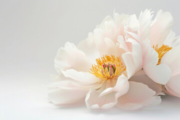 A mesmerizing image featuring isolated peony blooms against a pristine white backdrop