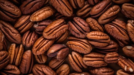 Extreme Closeup of Pecans: Highly Detailed Minimal Style Overhead View AI Generated - obrazy, fototapety, plakaty
