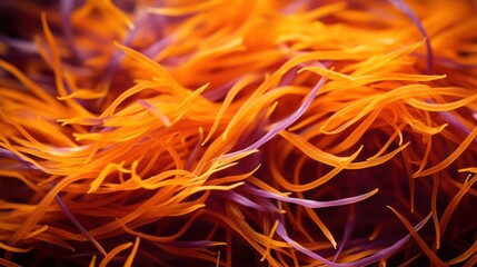 Extreme Closeup of Saffron Threads - Highly Detailed Minimal Style AI Generated - obrazy, fototapety, plakaty