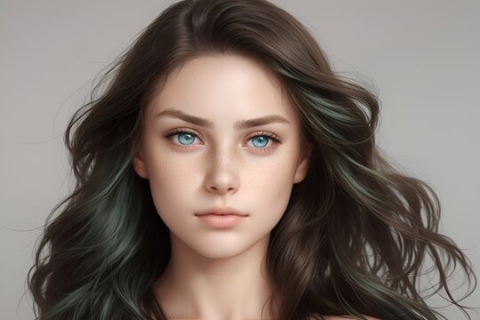 Black hair blue eyes woman