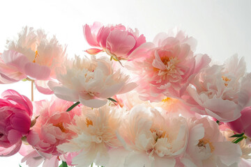 An opulent display of isolated peonies against a luxurious white background