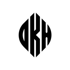 OKX circle letter logo design with circle and ellipse shape. OKX ellipse letters with typographic style. The three initials form a circle logo. OKX circle emblem abstract monogram letter mark vector.