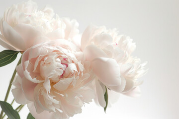 A serene composition featuring isolated peonies against a pure white canvas