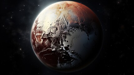 Fototapeta premium Pluto Planet in Space. Celestial, Cosmic, Solar System, Astronomy, Universe, Galactic, Planetary 
