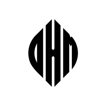 OXM circle letter logo design with circle and ellipse shape. OXM ellipse letters with typographic style. The three initials form a circle logo. OXM circle emblem abstract monogram letter mark vector.