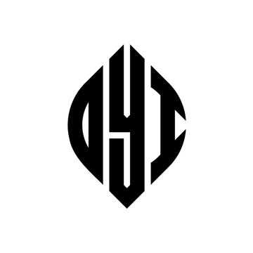 OYI circle letter logo design with circle and ellipse shape. OYI ellipse letters with typographic style. The three initials form a circle logo. OYI circle emblem abstract monogram letter mark vector.