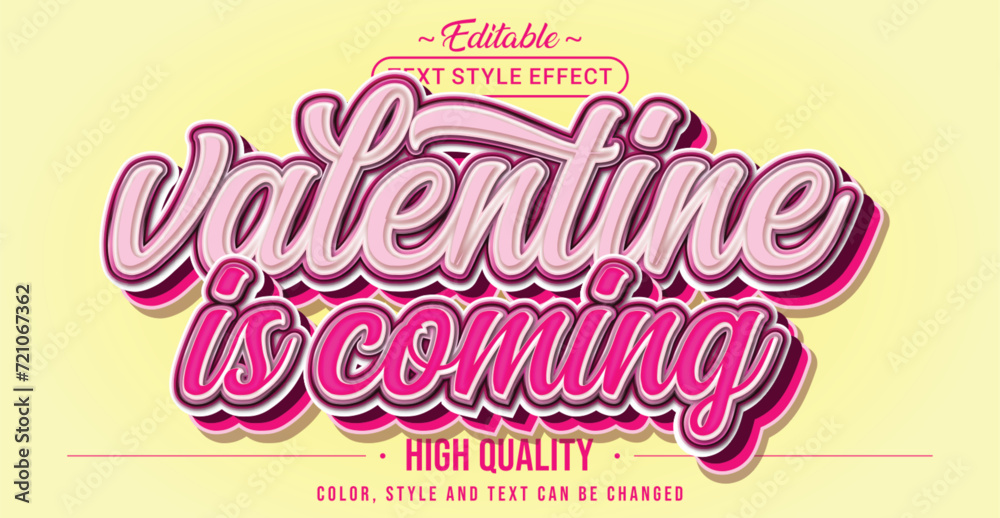 Aufkleber editable text style effect - valentine is coming text style theme.