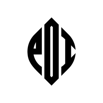 PDI circle letter logo design with circle and ellipse shape. PDI ellipse letters with typographic style. The three initials form a circle logo. PDI circle emblem abstract monogram letter mark vector.
