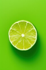 Overhead View of Lime on Green Background AI Generated