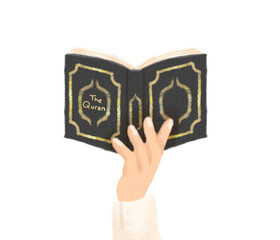hand holding holybook quran